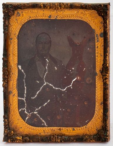 ANTIQUE DOG AMBROTYPE, CA.