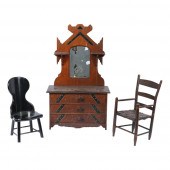 ANTIQUE DOLL FURNITURE 3PC; EA