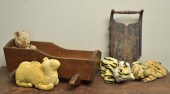ANTIQUE DOLL'S CRIB AND SLED.