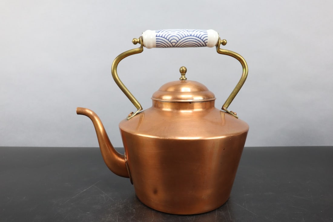 ANTIQUE DOURO COPPER & BRASS TEA