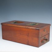 ANTIQUE DUDLEY WOOD & BRASS SH