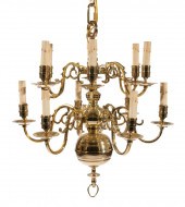 ANTIQUE DUTCH BRASS TWELVE-LIG