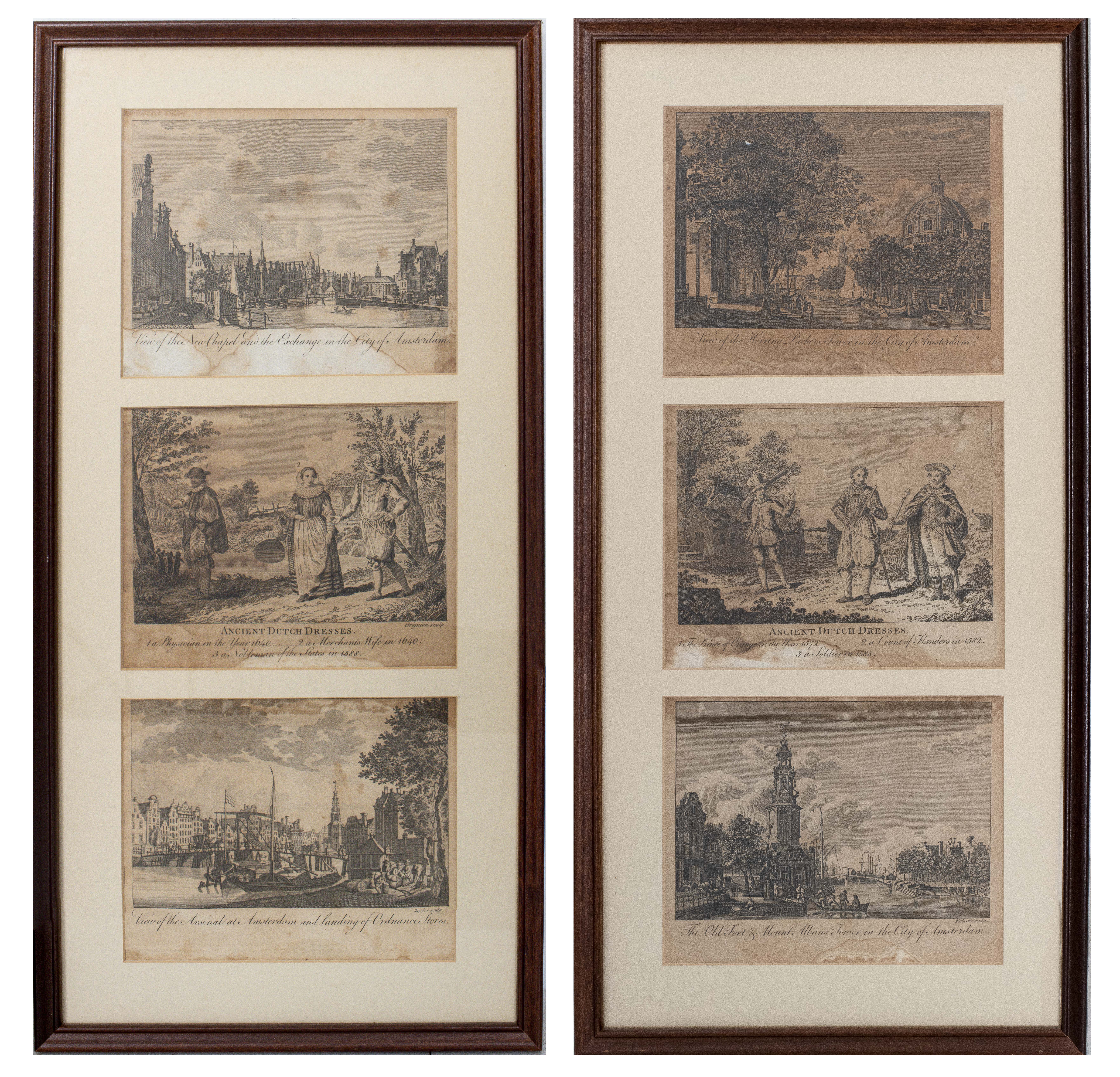 ANTIQUE DUTCH ENGRAVINGS, 2 PCS A