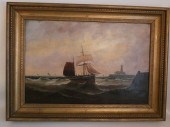 ANTIQUE DUTCH SEASCAPE & BOATL