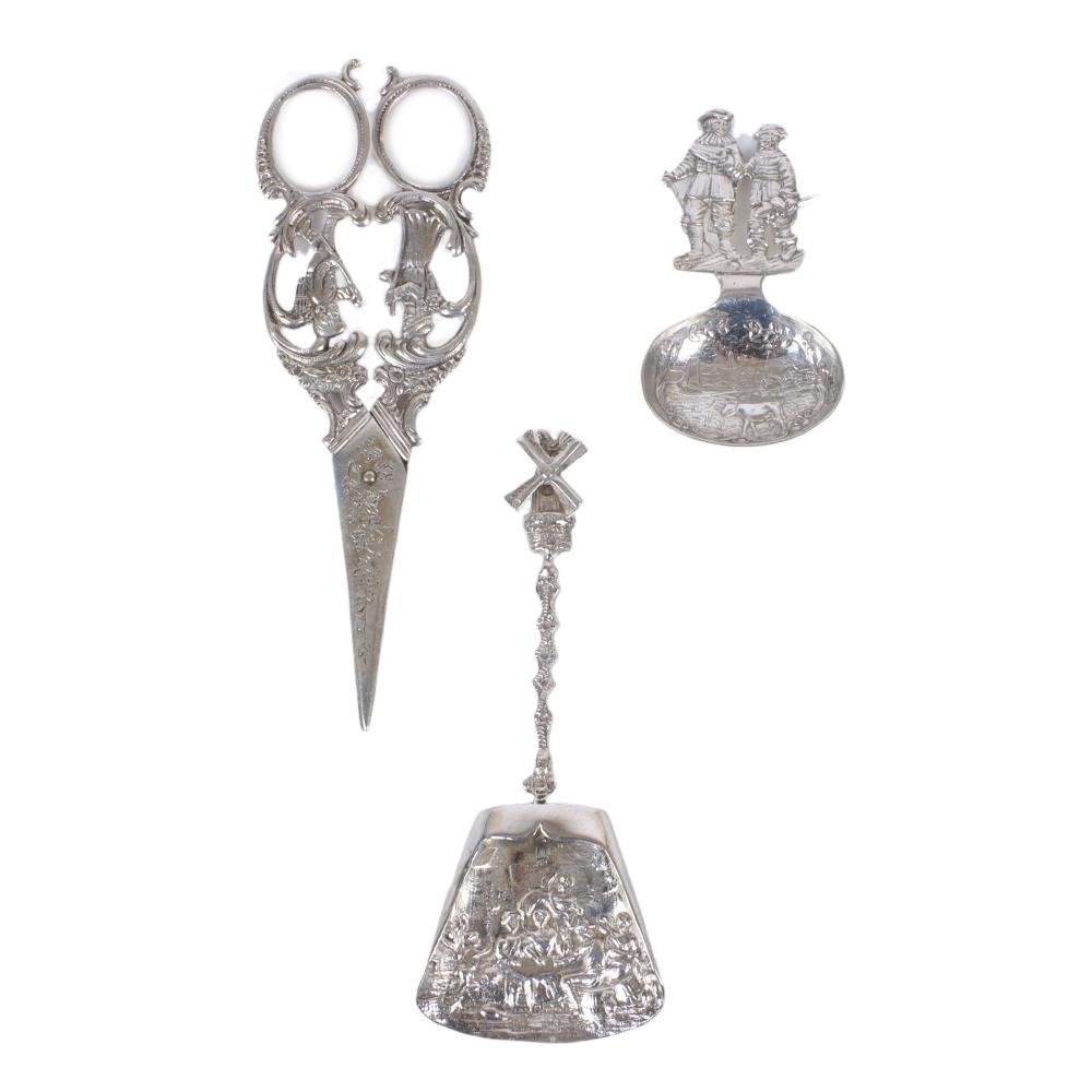 ANTIQUE DUTCH SILVER 3PC.; GRAPE