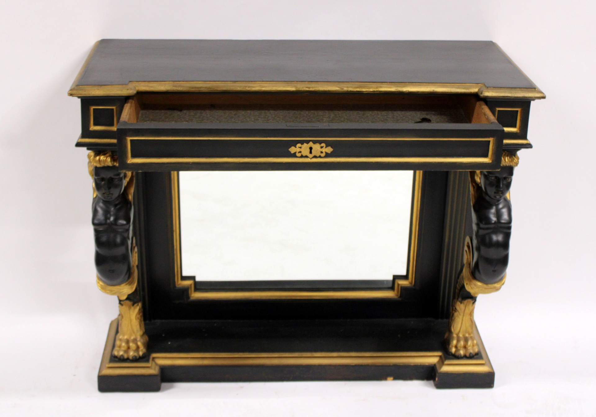 ANTIQUE EBONISED & GILT DECORATED