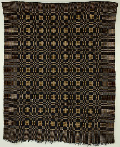 ANTIQUE ECRU AND NAVY BLUE JACQUARD