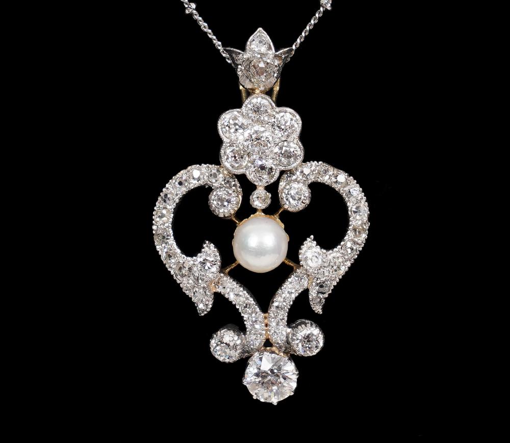 ANTIQUE EDWARDIAN DIAMOND, PEARL
