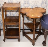 ANTIQUE ELM TRILOBED TABLE & 3