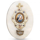 ANTIQUE ENAMELED HOLY WATER FO