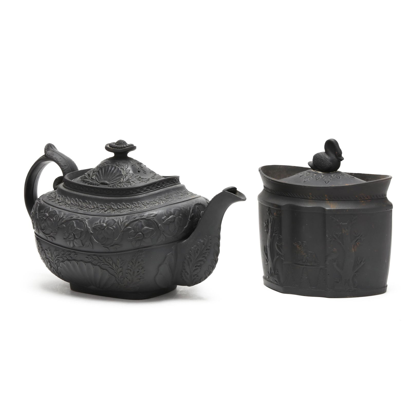 ANTIQUE ENGLISH BLACK BASALT TEAPOT