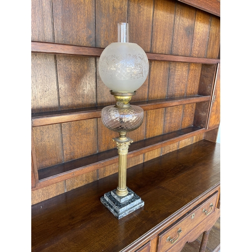 Antique English brass column oil
