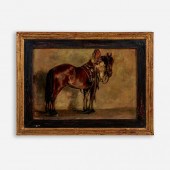 ANTIQUE ENGLISH DRUM HORSE OIL