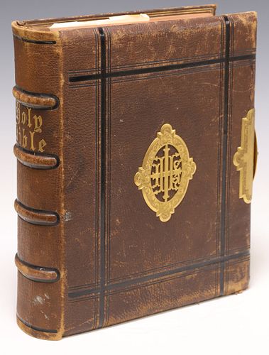 ANTIQUE ENGLISH LEATHER &AMP; BRASS