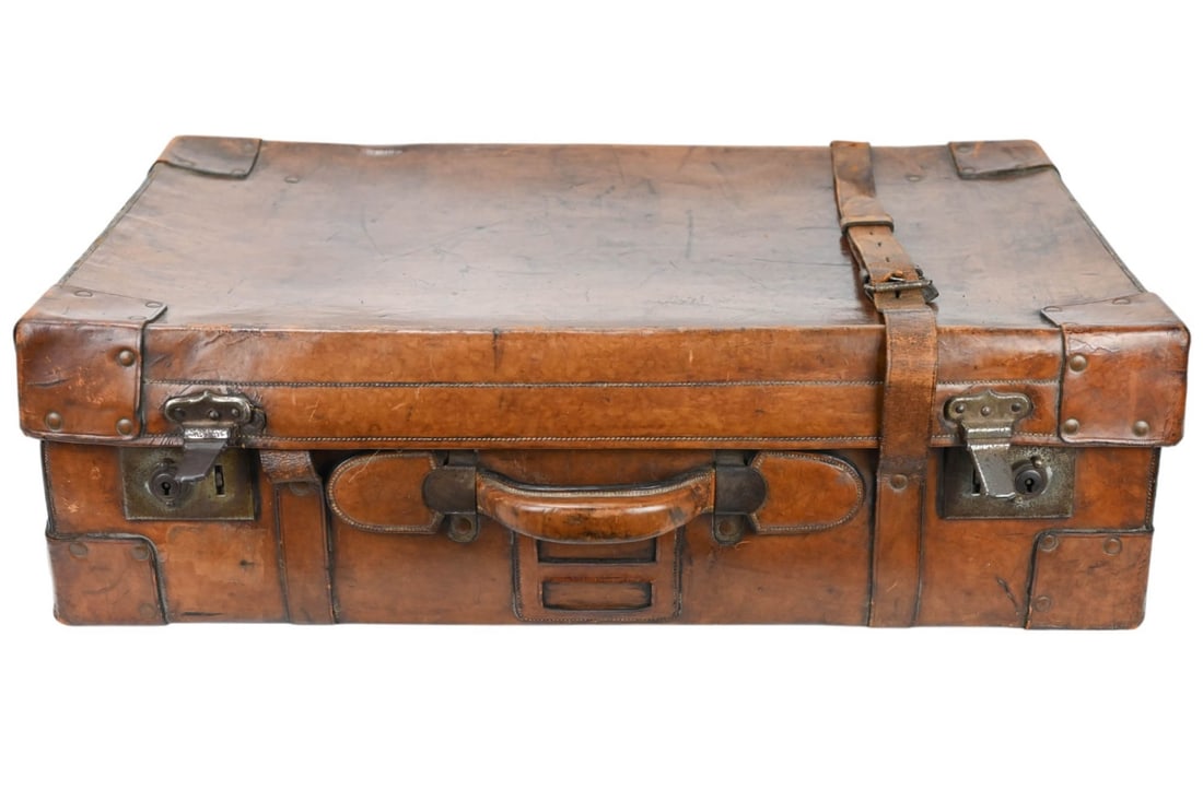 ANTIQUE ENGLISH LEATHER STEAMER