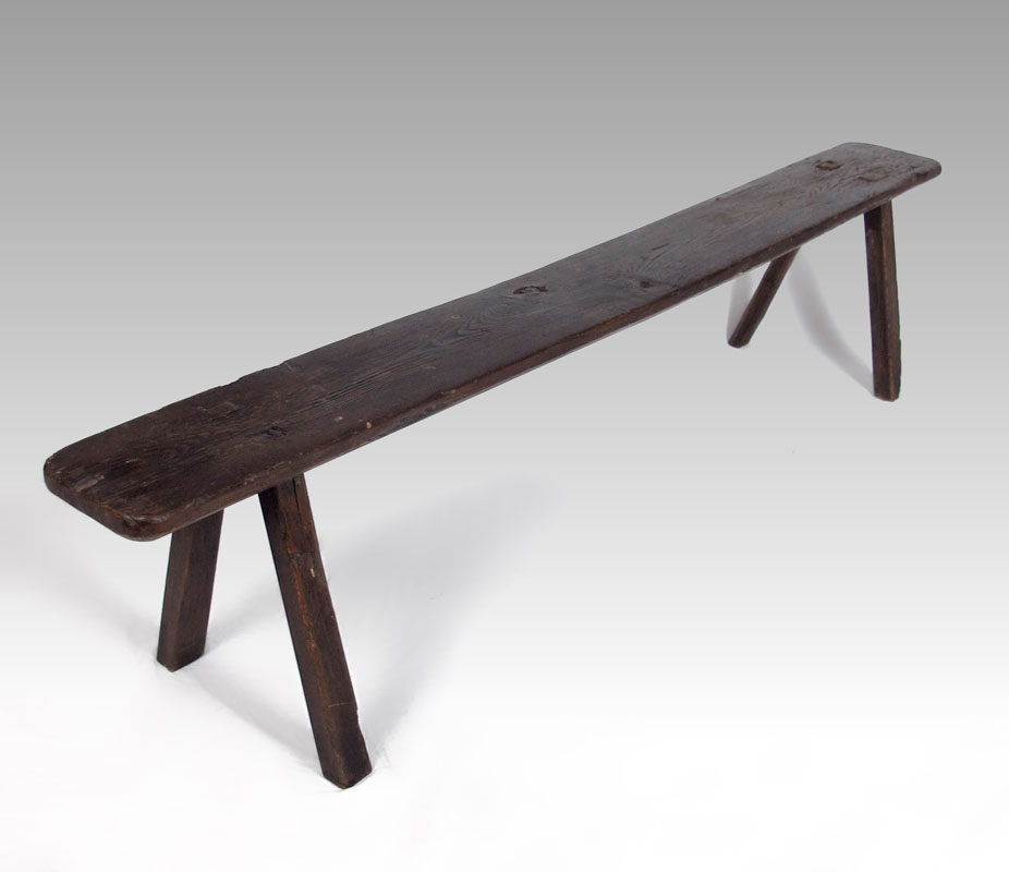 ANTIQUE ENGLISH LONG BENCH: Splay
