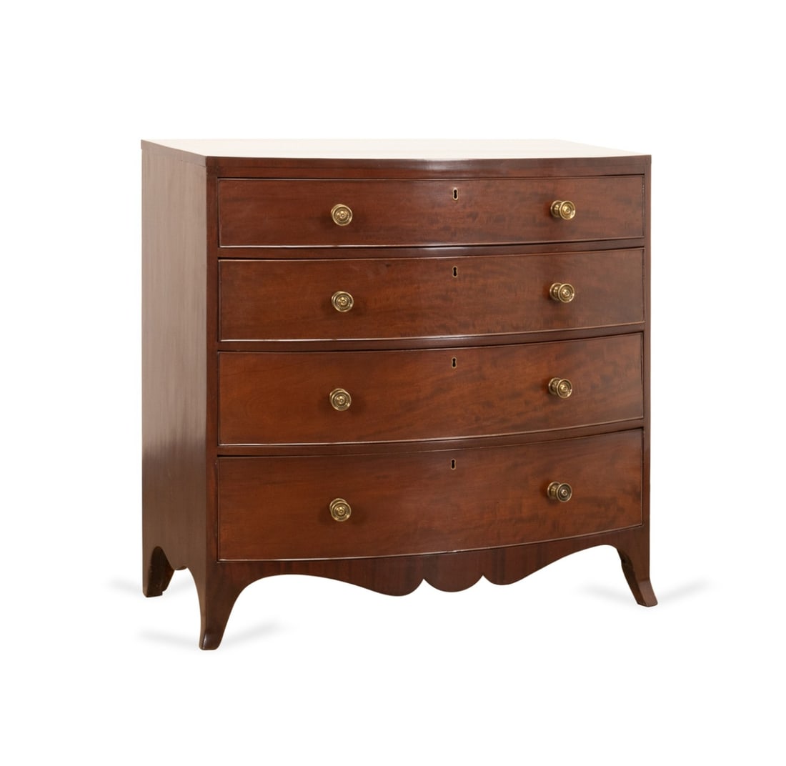ANTIQUE ENGLISH MAHOGANY BOWFRONT