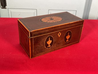 Antique English mahogany tea caddy,