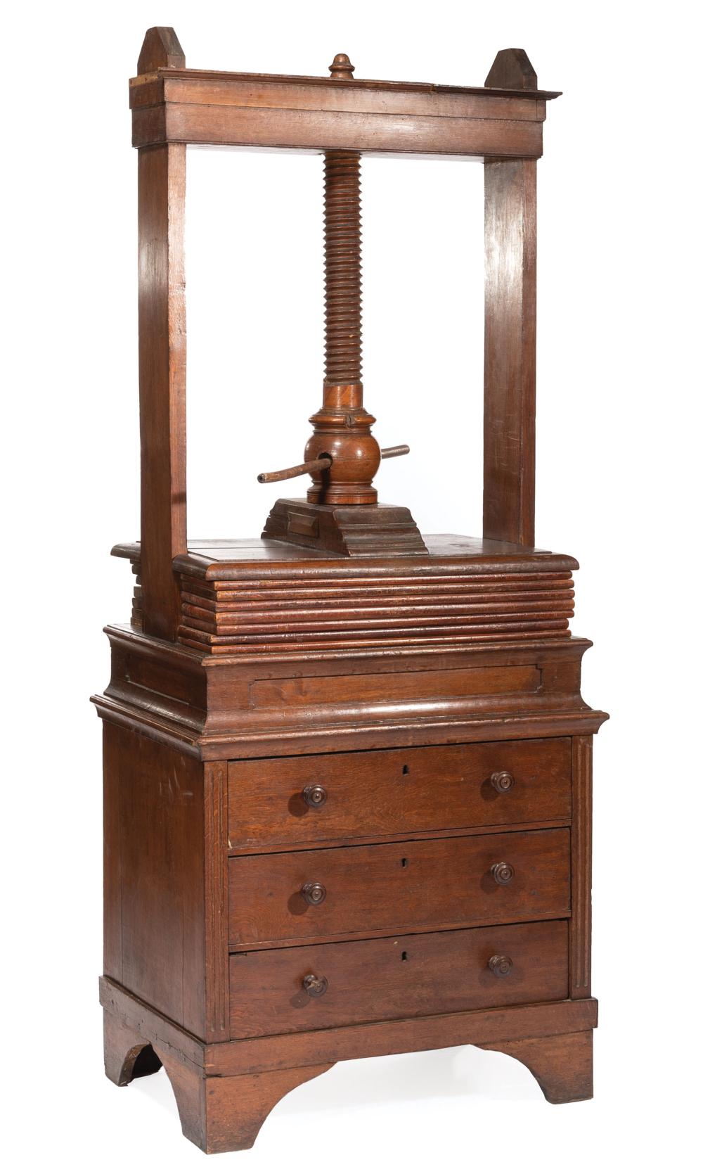 ANTIQUE ENGLISH OAK BOOK PRESS ON
