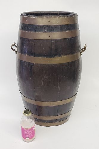 ANTIQUE ENGLISH OAK BRASS BOUND RUM
