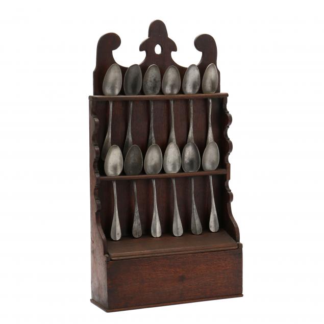 ANTIQUE ENGLISH OAK SPOON RACK 19th