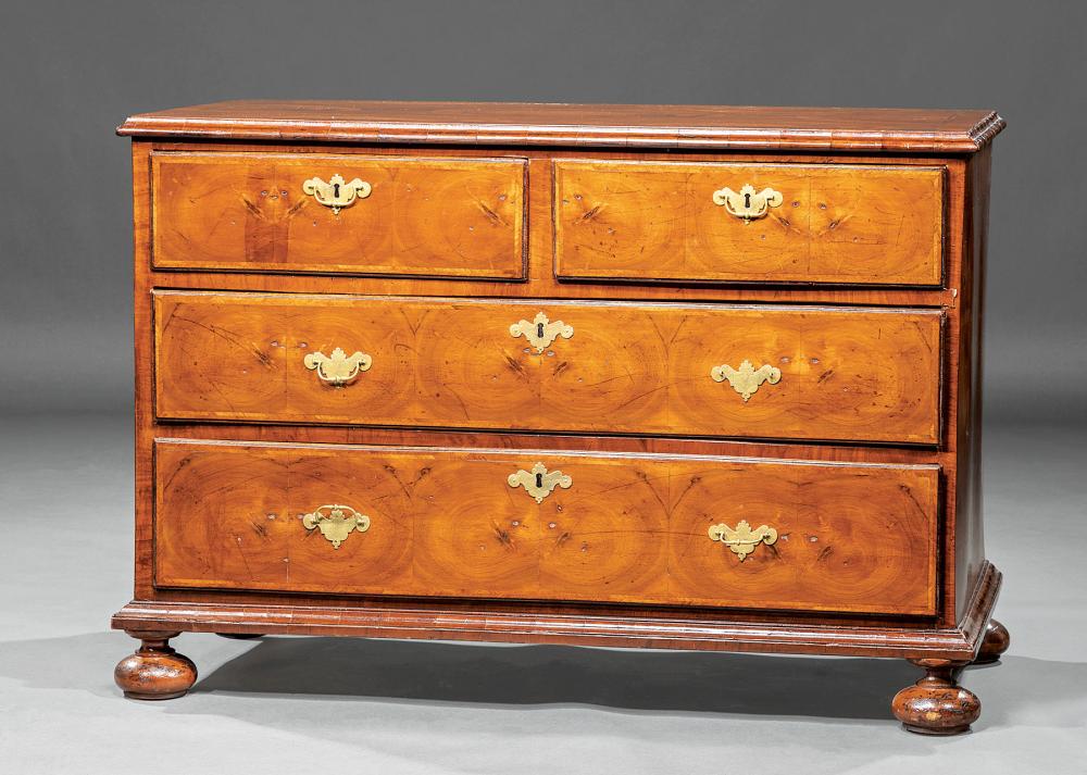 ANTIQUE ENGLISH OYSTER VENEER CHEST