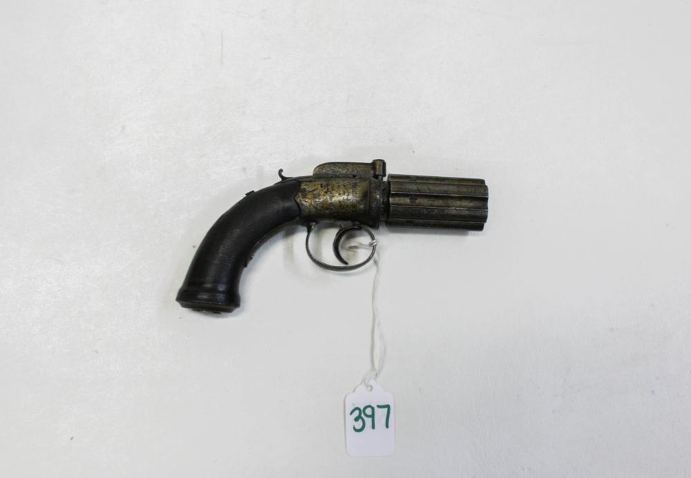 ANTIQUE ENGLISH PEPPERBOX PISTOL,