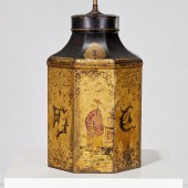 ANTIQUE ENGLISH TOLE TEA CANIS