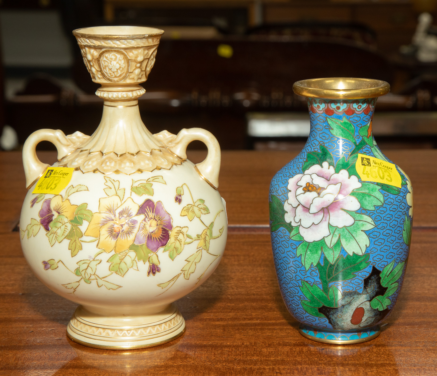 ANTIQUE ENGLISH VASE; CLOISONNE