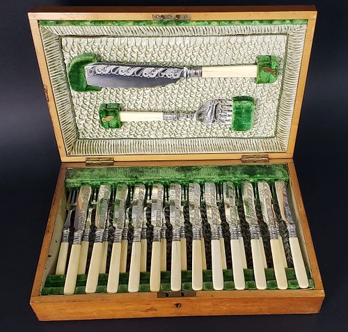 ANTIQUE ENGRAVED SILVER PLATE AND
