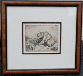 ANTIQUE ENGRAVING OF A BEARAnt