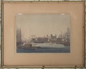 ANTIQUE ENGRAVING OF A PORT CI