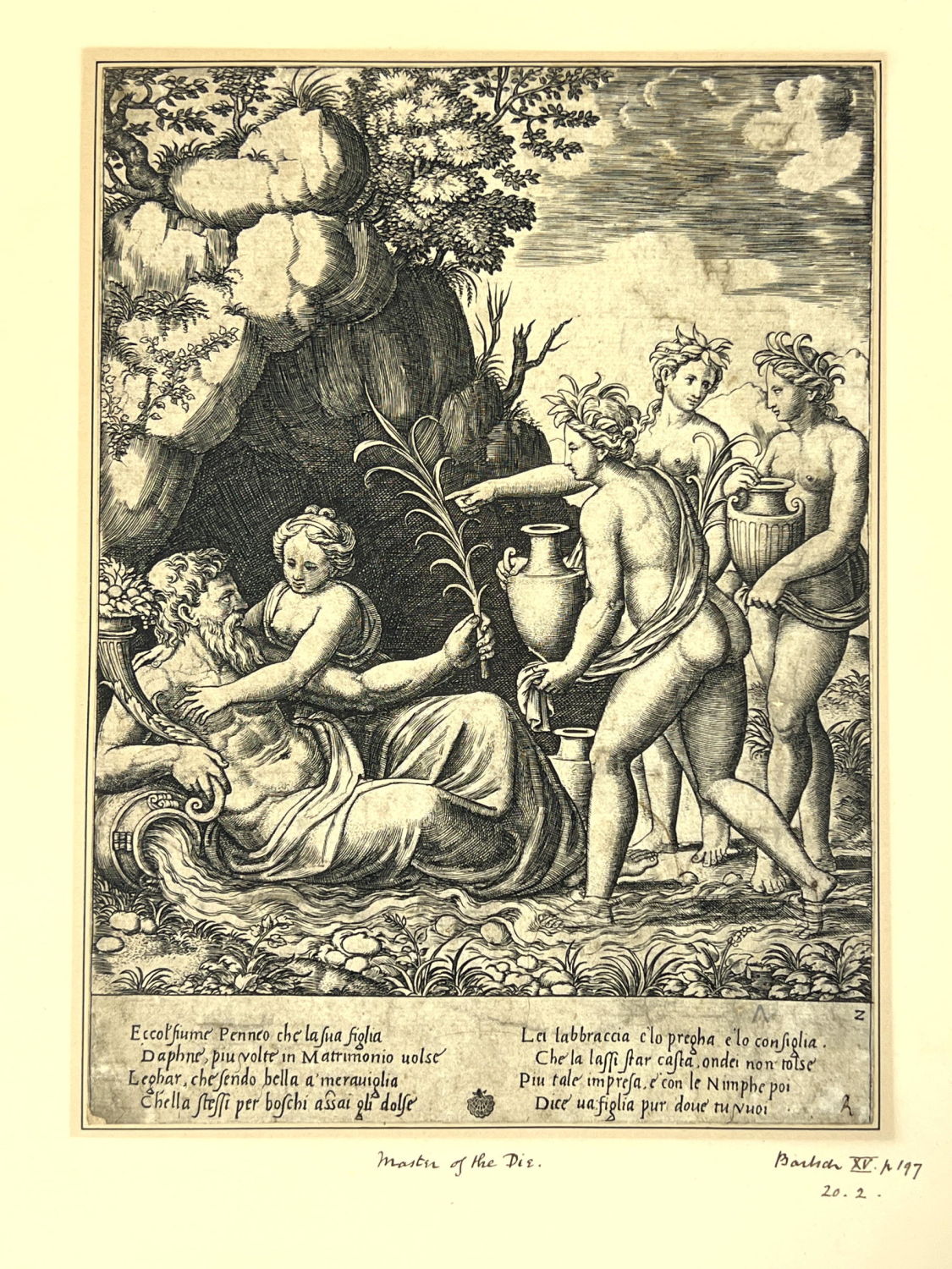 Antique Engraving Print. Mat: 15
