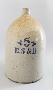 ANTIQUE ES & B 5 GALLON STONEW