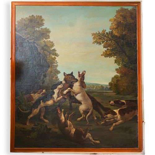 ANTIQUE "ESCENA DE CARCERIA" OIL