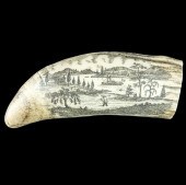 ANTIQUE ETCHED SCRIMSHAW WHALE