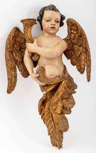 ANTIQUE EUROPEAN GILT WOOD CHERUB