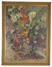 ANTIQUE EXOTIC FLORAL STILL LI