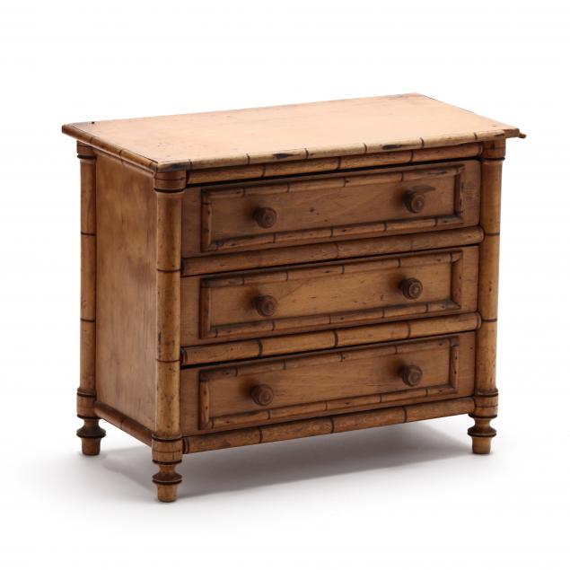 ANTIQUE FAUX BAMBOO MINIATURE CHEST
