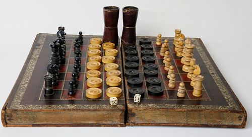 ANTIQUE FAUX BOOK FOLDING GAME