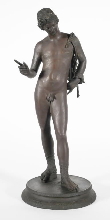 ANTIQUE FIGURAL METAL LAMP BASE