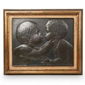 ANTIQUE FIGURAL RELIEF PLAQUED