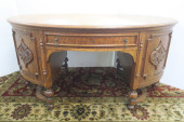 ANTIQUE FIGURAL TIGER OAK OVAL