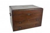 ANTIQUE FITTED MAHOGANY SILVER