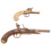ANTIQUE FLINTLOCK PISTOL & FLI
