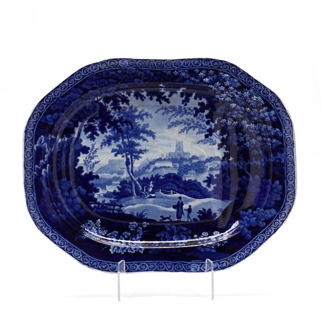 ANTIQUE FLOW BLUE CERAMIC MEAT
