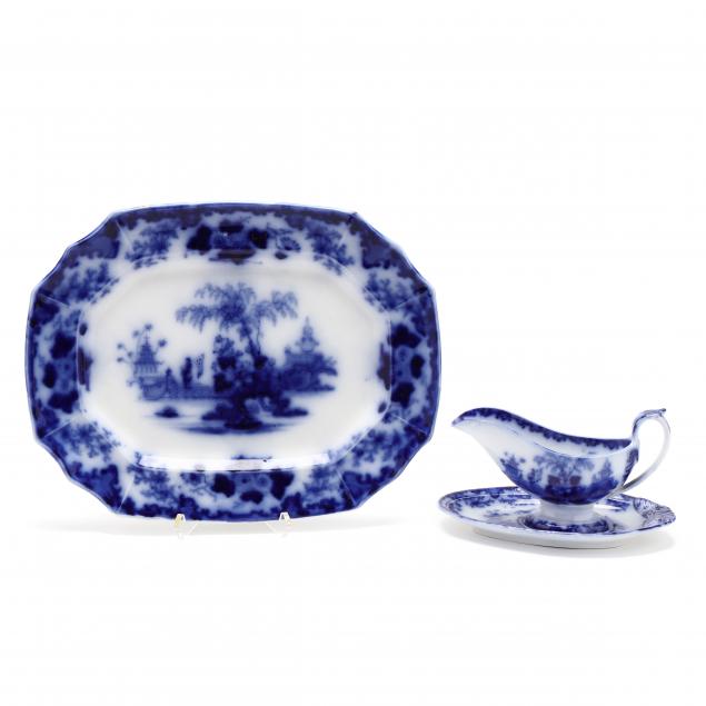 ANTIQUE FLOW BLUE IRONSTONE