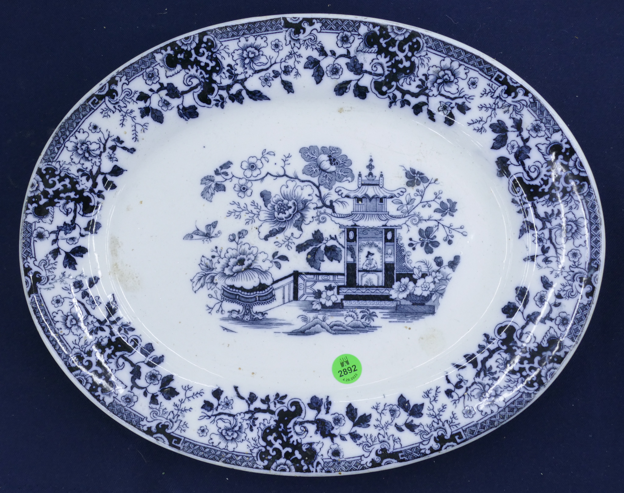Antique Flow Blue Platter- 14''