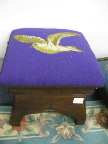 Antique Footstool needlepoint top