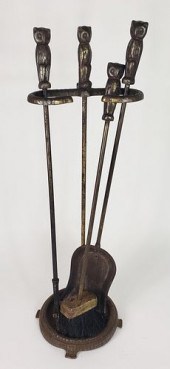ANTIQUE FOUR-PIECE FIGURAL OWL
